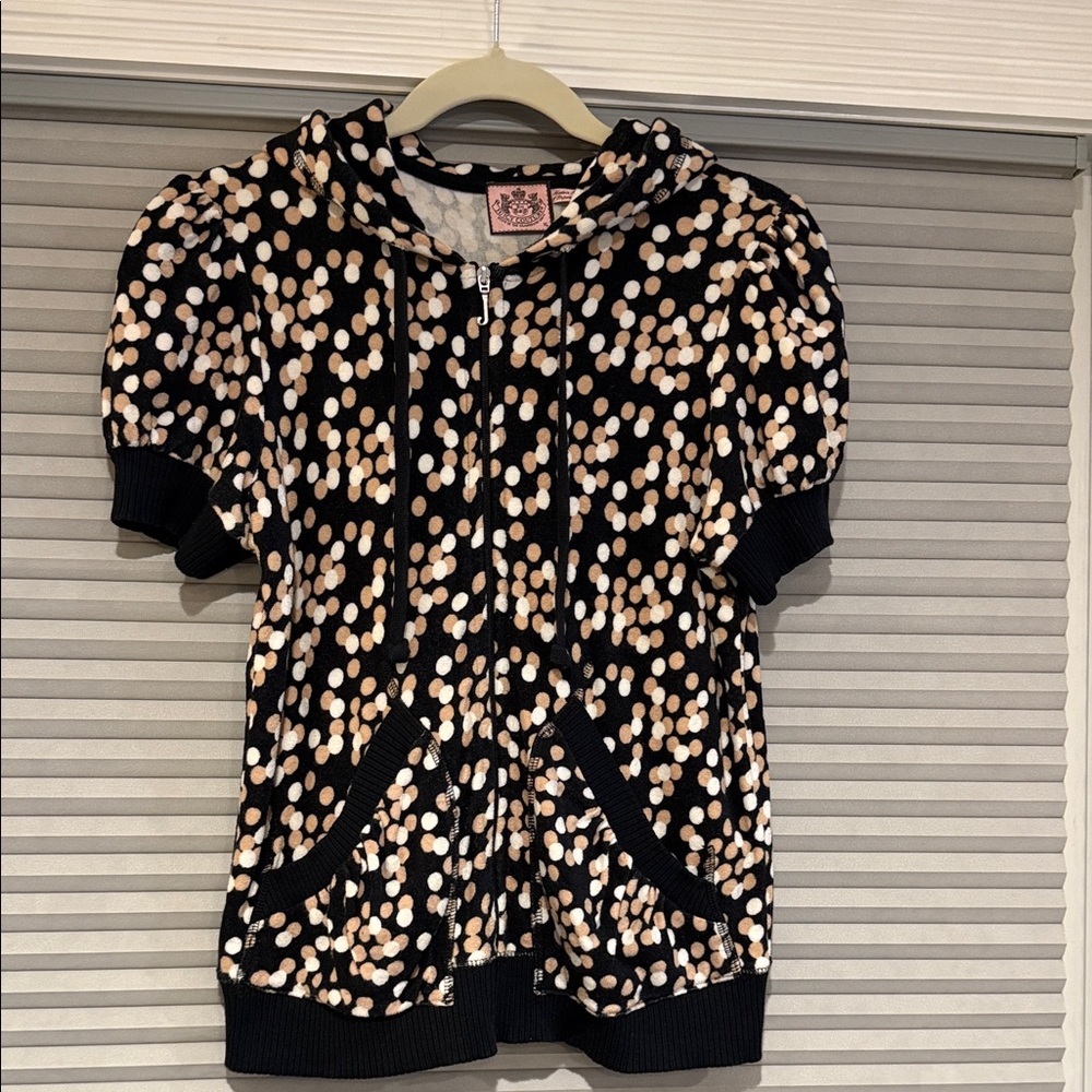 Juicy Couture Black and Cream Polka Dot Kids Hoodie